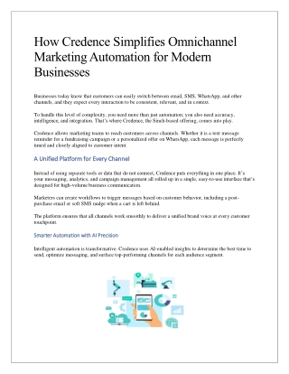 How Credence Simplifies Omnichannel Marketing Automation for Modern Businesses