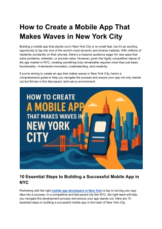 How to Create a Mobile App That Makes Waves in New York City