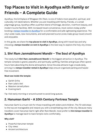 Top Places to Visit in Ayodhya with Family or Friends – A Complete Guide