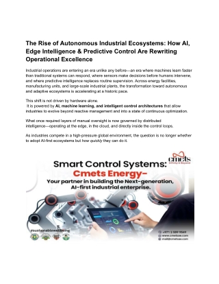 The Rise of Autonomous Industrial Ecosystems