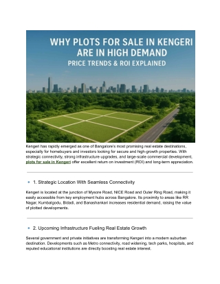Plots for sale in Kengeri