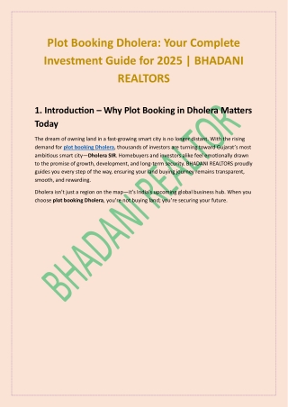 Plot Booking Dholera