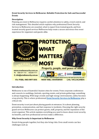 Event Security Services in Melbourne