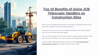 Top 10 Benefits of Using JCB Telescopic Handlers on Construction Sites
