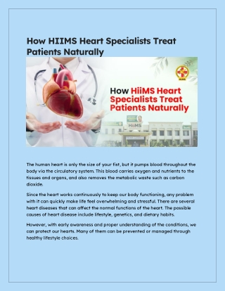 How HIIMS Heart Specialists Treat Patients Naturally