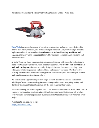 Buy Electric Wall Cutter & 6 Inch Wall Cutting Machine-Voltz Tools
