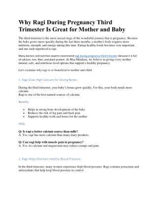 Why Ragi During Pregnancy Third Trimester Is Great for Mother and Baby