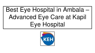Best Eye Hospital in Ambala – Expert Vision Care at Kapil Eye Hospital