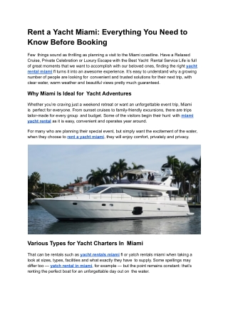 Rent a Yacht Miami_ Everything You Need to Know Before Booking