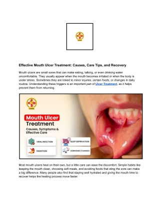 Effective Mouth Ulcer Treatment_ Causes, Care Tips, and Recovery