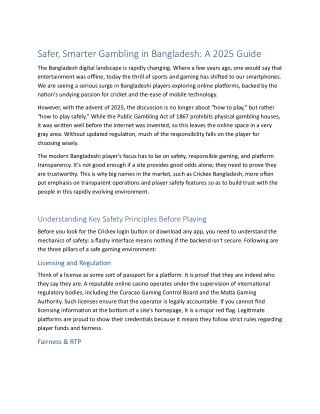 Safer & Smarter Gambling: A 2025 Guide for Bangladeshi Players