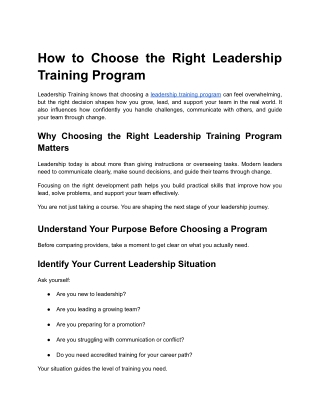 How to Choose the Right Leadership Training Program