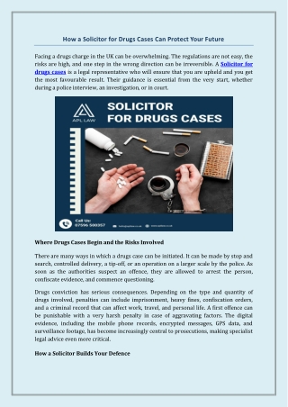 How a Solicitor for Drugs Cases Can Protect Your Future
