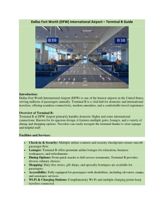 Dallas Fort Worth (DFW) International Airport – Terminal B Guide