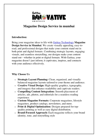 Magazine Design Service in mumbai