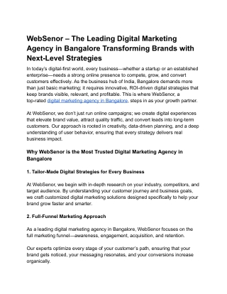 Best Digital Marketing Agency in Bangalore to Scale Your Business Faster