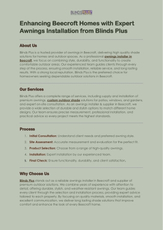 Enhancing Beecroft Homes with Expert Awnings Installation from Blinds Plus