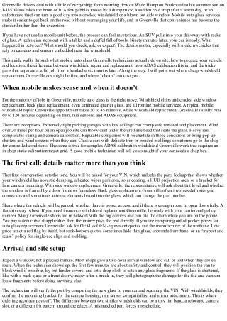 Mobile Auto Glass Greenville: What to Expect from On-Site Technicians