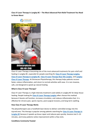 Class IV Laser Therapy in Langley BC