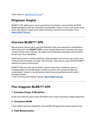 MLBB777 APK – Game Casual Seru dengan Sentuhan MLBB