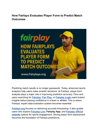 How Fairlays Evaluates Player Form to Predict Match Outcomes