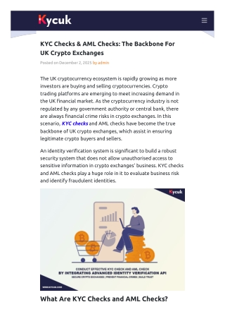 KYC Checks & AML Checks: The Backbone For UK Crypto Exchanges