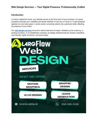 Web Design Services – Elevate Your Digital Presence with L4RG US