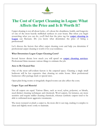 The Cost of Carpet Cleaning in Logan What Affects the Price and Is It Worth It