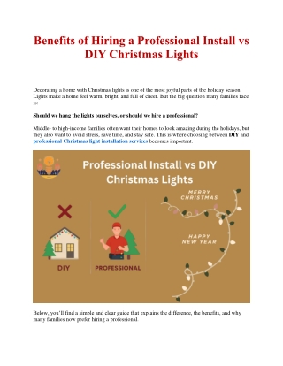 Benefits of Hiring a Professional Install vs DIY Christmas Lights