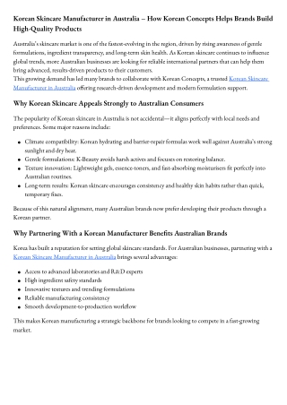 Korean Skincare Manufacturer in Australia