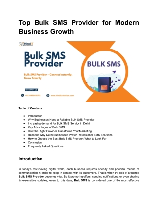 Top Bulk SMS Provider for Modern Business Growth