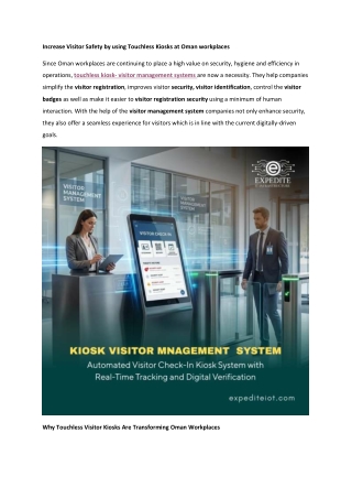 Increase Visitor Safety by using Touchless Kiosks at Oman workplaces
