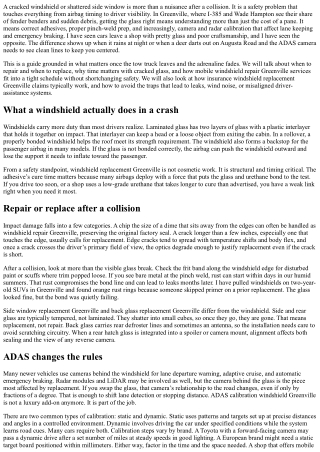 Auto Glass Replacement Greenville: Safety After a Collision