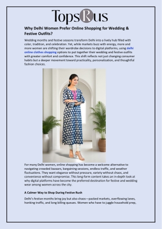 Why Delhi Women Prefer Online Shopping for Wedding & Festive Outfits