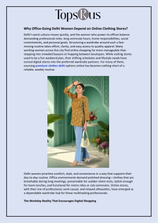 Why Office-Going Delhi Women Depend on Online Clothing Stores