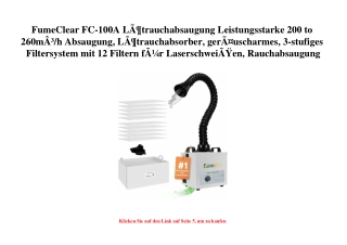 3549 FumeClear FC-100A LÃƒÂ¶trauchabsaugung Leistungsstarke 200 to 260mÃ‚Â³ h Absaugung  LÃƒÂ¶trauchabso