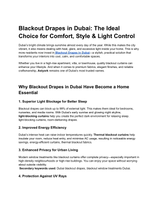 Blackout Drapes in Dubai: The Smartest Choice for Stylish Light Control