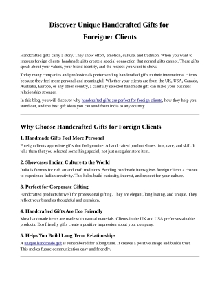 Discover Unique Handcrafted Gifts for Foreigner Clients