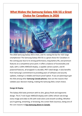 What Makes the Samsung Galaxy A56 5G a Great Choice for Canadians in 2026