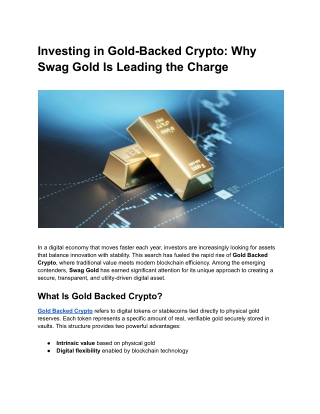 Investing in Gold-Backed Crypto_ Why Swag Gold Is Leading the Charge