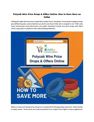 Polycab Wire Price Drops & Offers Online_ How to Save More on Istika