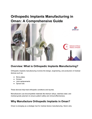 Orthopedic Implants Manufacturing in Oman