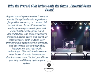 Why the Proreck Club Series Leads the Game - Powerful Event Sound