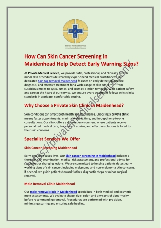How Can Skin Cancer Screening in Maidenhead Help Detect Early Warning Signs?