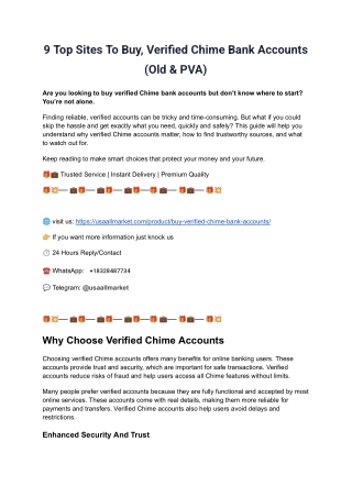 9 Top Sites To Buy Verified Chime Bank Accounts (Old & PVA)