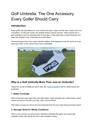 Golf Umbrella : The One Accessory Every Golfer Should Carry