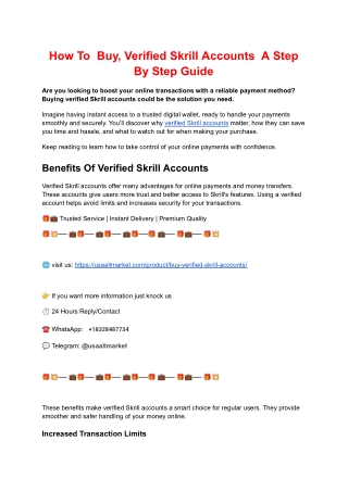 How To  Buy, Verified Skrill Accounts  A Step By Step Guide