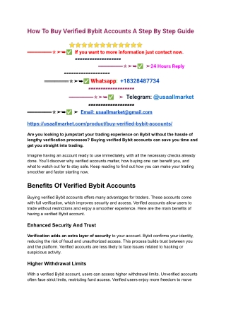 How To Buy Verified Bybit Accounts A Step By Step Guide