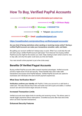 How To Buy, Verified PayPal Accounts