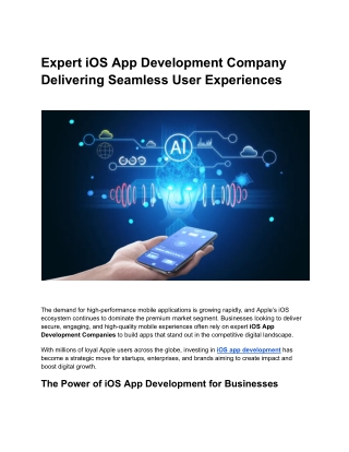 Expert iOS App Development Company Delivering Seamless User Experiences